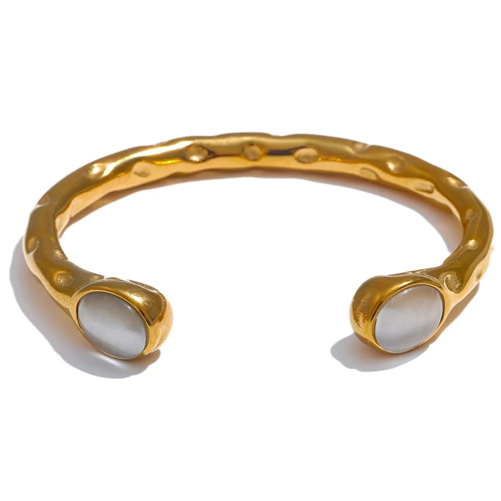 Natural stone cuff bracelet in warm autumn tones