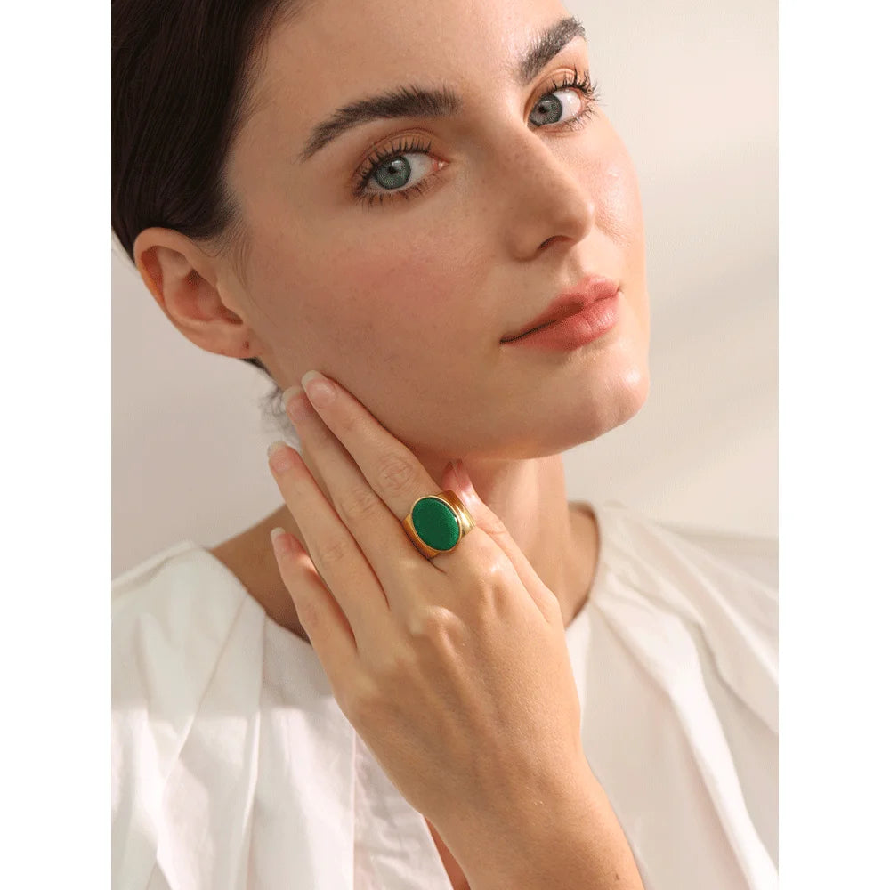 Wide Band Stone Ring