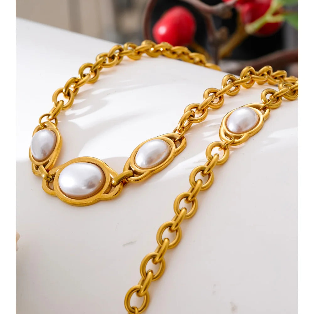 Collier & Bracelet Chaîne Perles Vintage