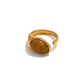 Sunset-Stein-Ring – Natürlicher Tigerachat & Muschel