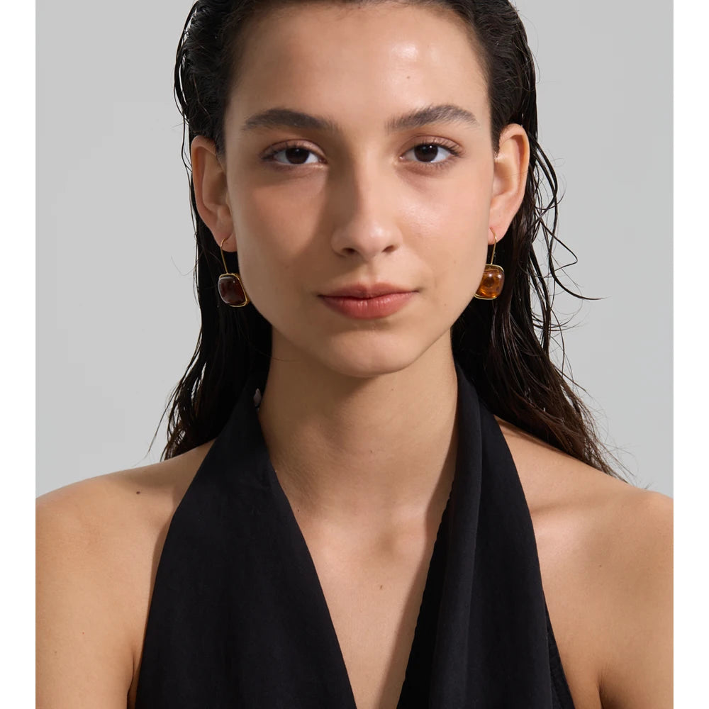 Amber Square Drop Earrings