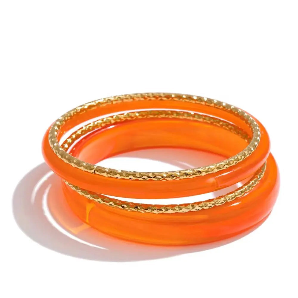 Trio Bangle Set – Resin Overlay