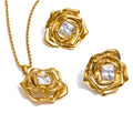 Collier Pendentif & Boucles d'Oreilles Fleur Zircone