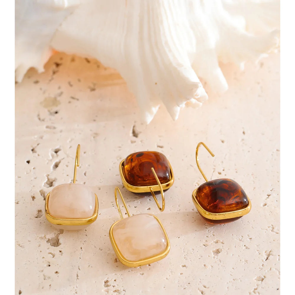 Amber Square Drop Earrings