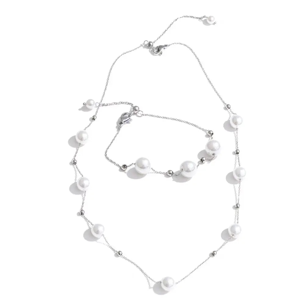 Collier & Bracelet Chaîne Perles Flottantes