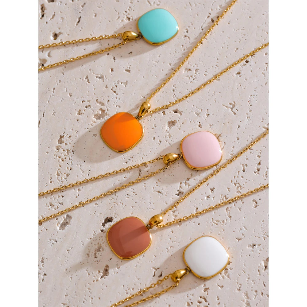 Candy-Quadrat-Anhänger-Halskette