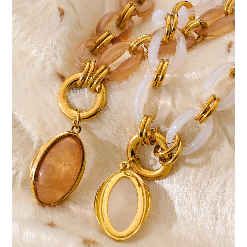 Oval Resin Pendant Necklace