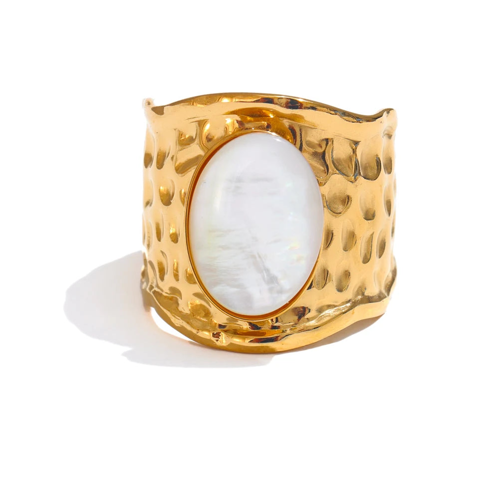 Bague Vague Nacre – Ouverte Ajustable