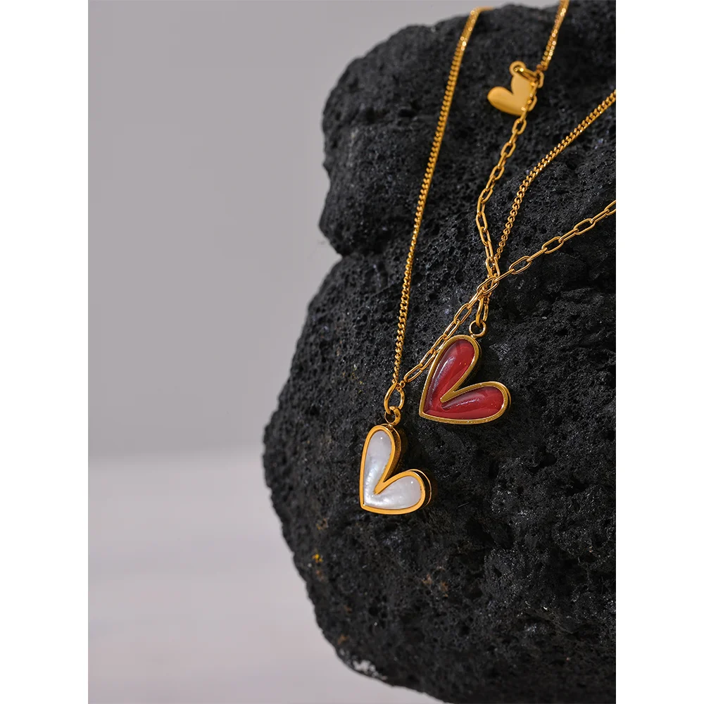 Red Enamel Heart Necklace