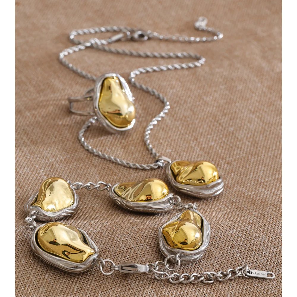 Set Vintage Perles Baroques — Bague, Bracelet, Collier & Boucles d'Oreilles