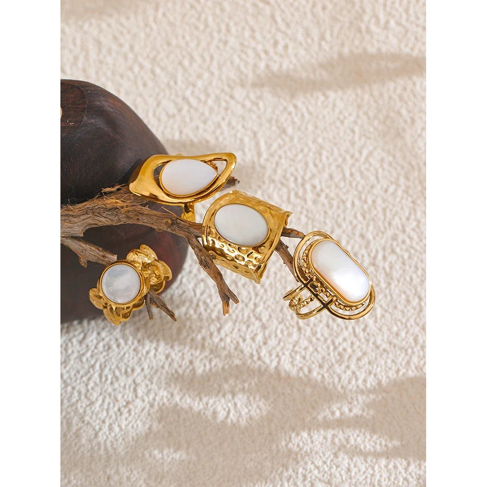 Bague Vague Nacre – Ouverte Ajustable