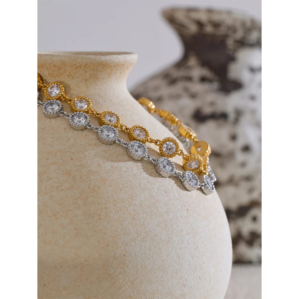 Bracelet Chaîne Zircone & Puces