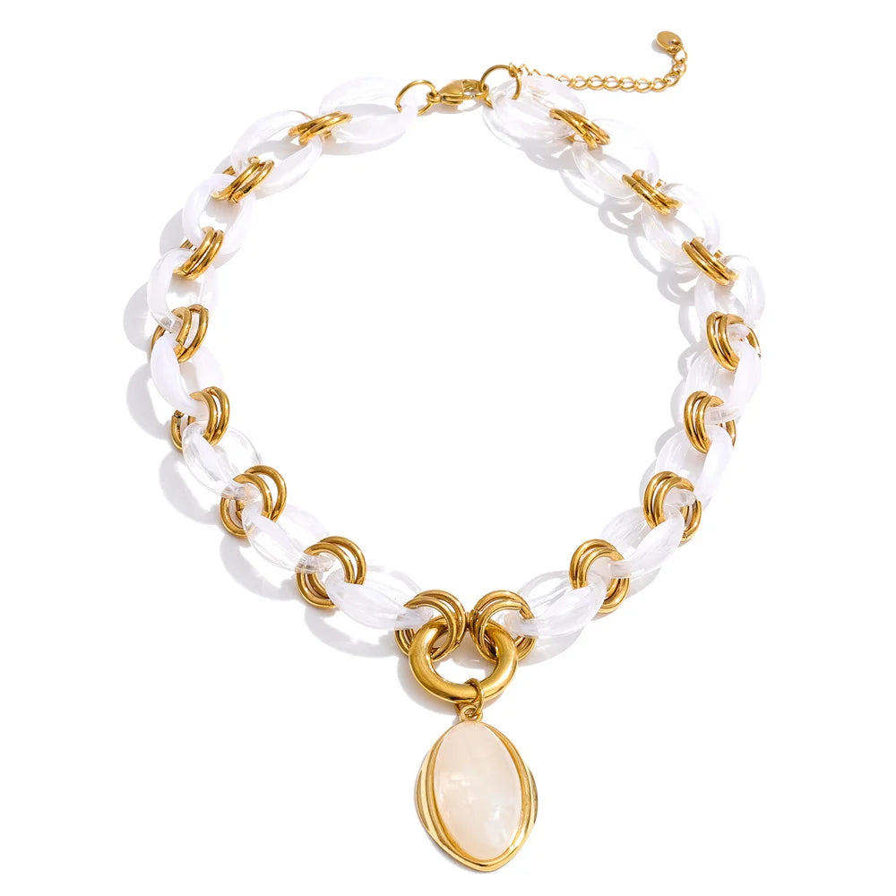 Oval Resin Pendant Necklace