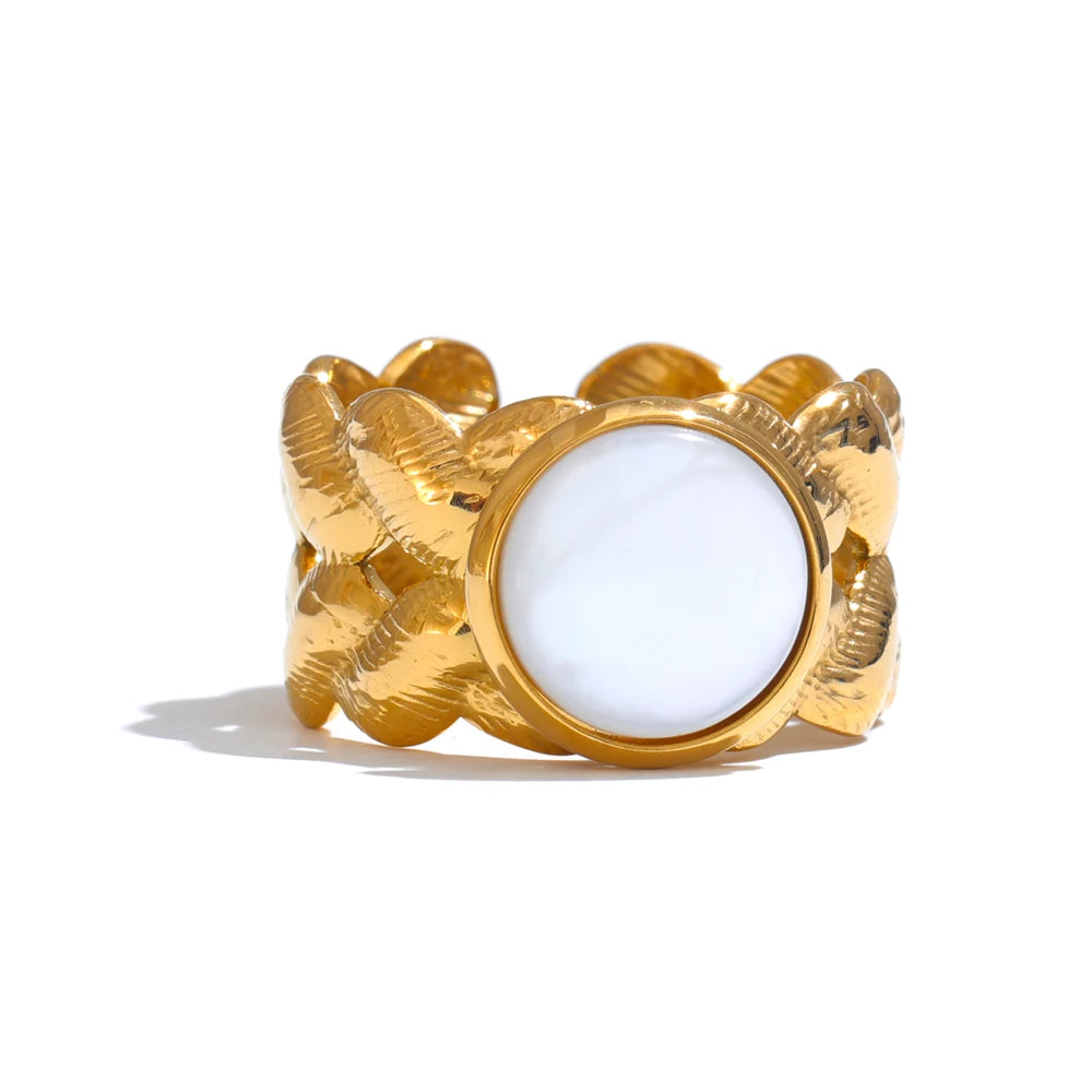 Bague Vague Nacre – Ouverte Ajustable