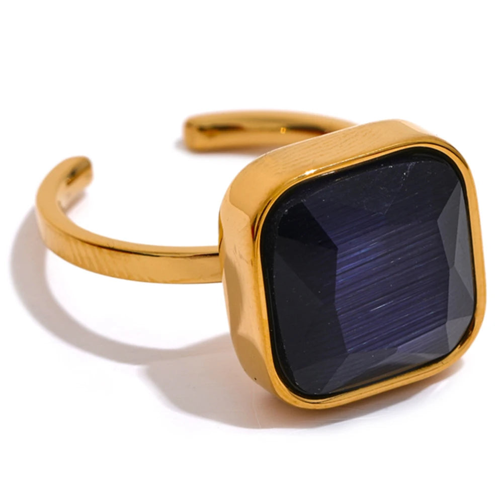 Opal-Katzenauge-Ring – Quadratisch