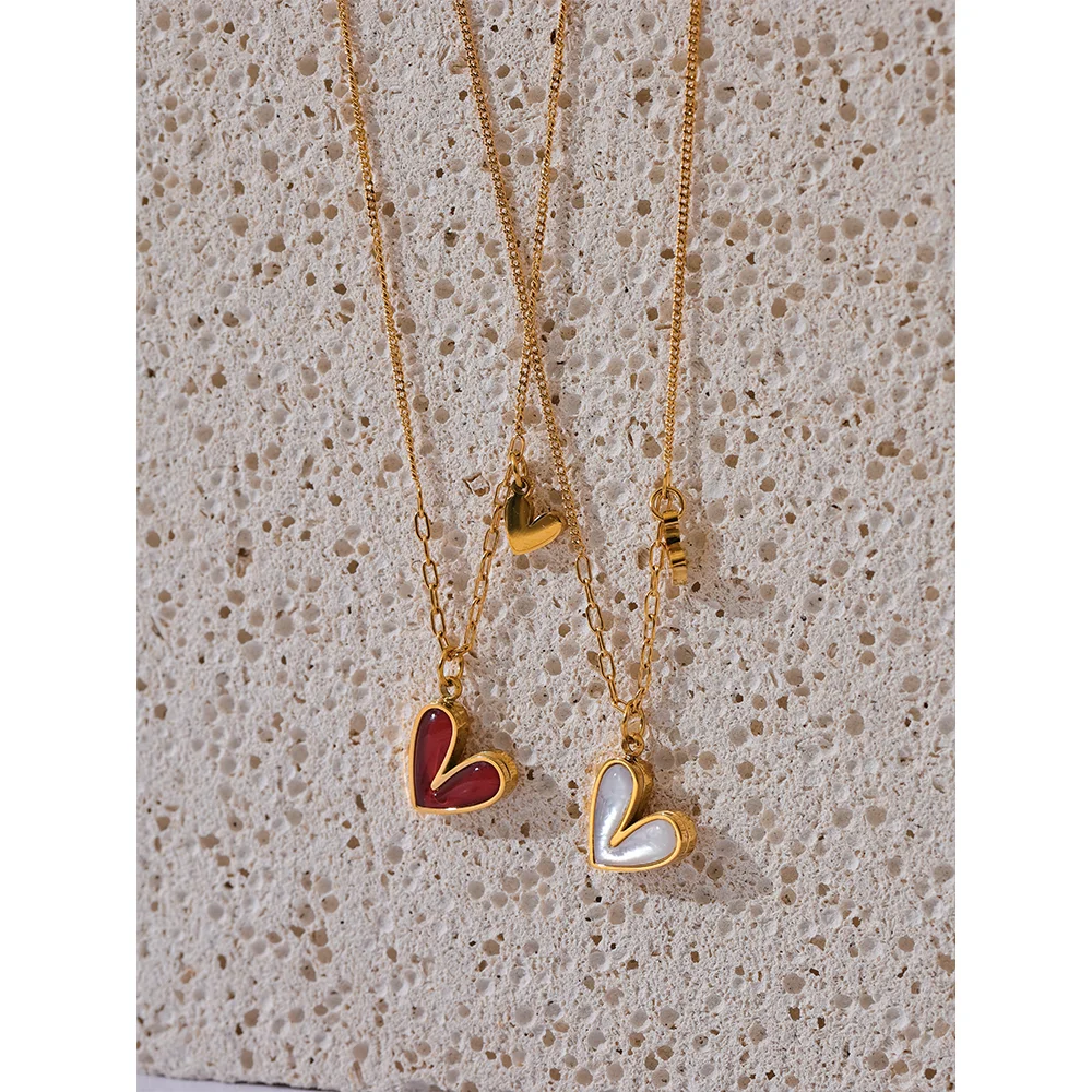 Red Enamel Heart Necklace