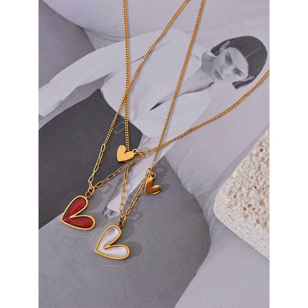 Red Enamel Heart Necklace