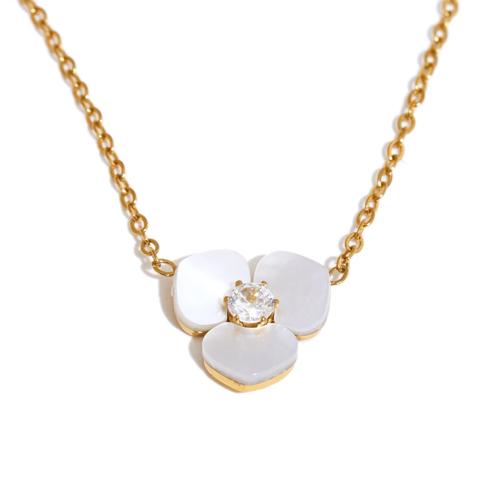 Muschelblumen-Set – Ring, Armband, Halskette & Ohrringe