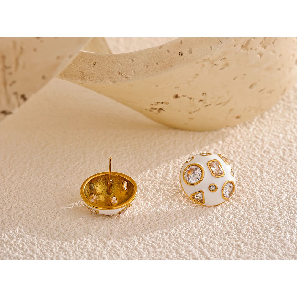 White Enamel Zirconia Studs