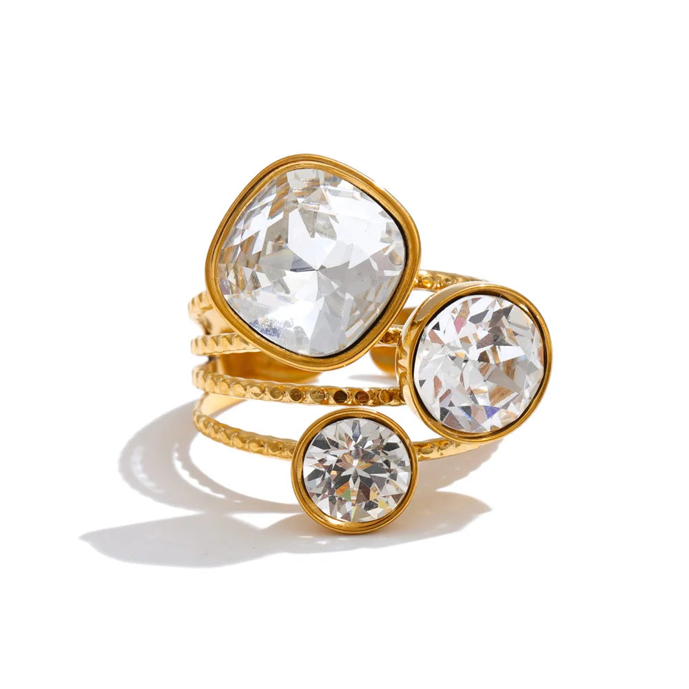 Verstellbarer Quadrat-Kristall-Ring