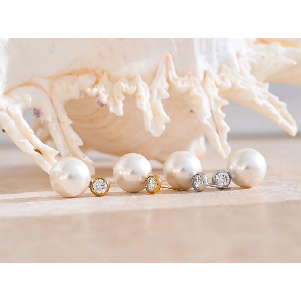 Pearl Zircon Studs