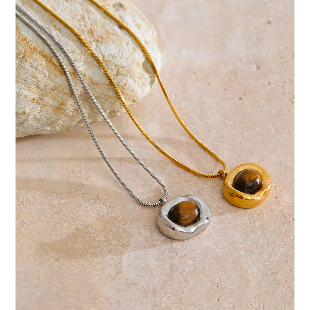 Tiger Stone Pendant Necklace