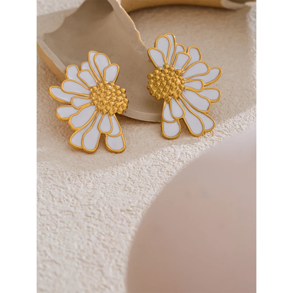 Große Emaille-Blumen-Ohrstecker