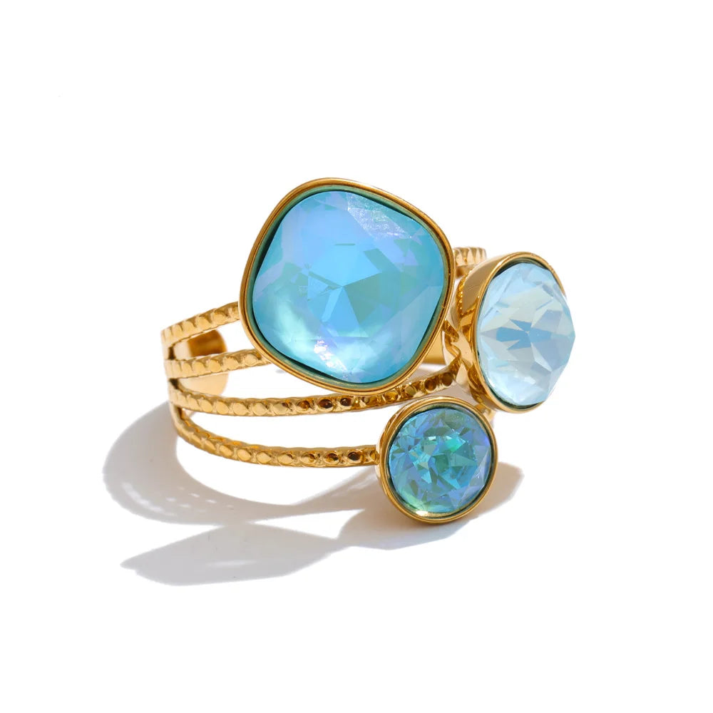 Verstellbarer Quadrat-Kristall-Ring