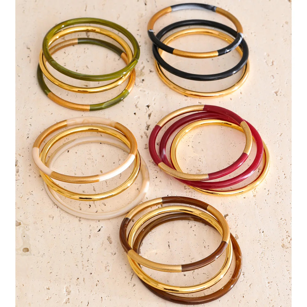 Set de 3 Bangles – Résine Superposée