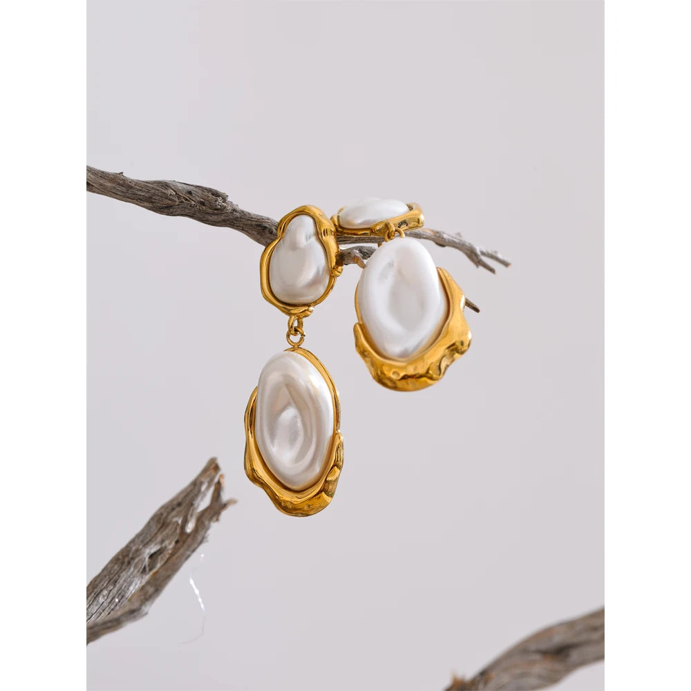Boucles d'Oreilles Pendantes Perle Baroque