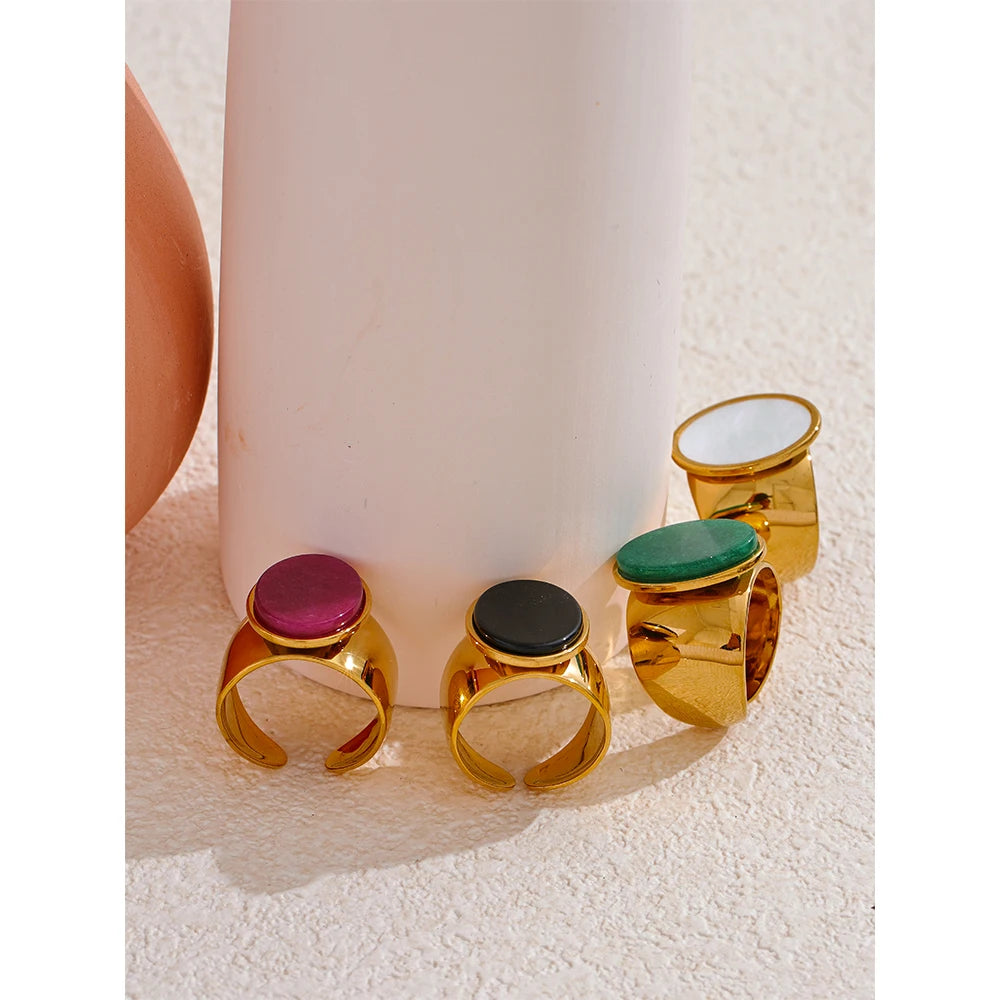 Wide Band Stone Ring