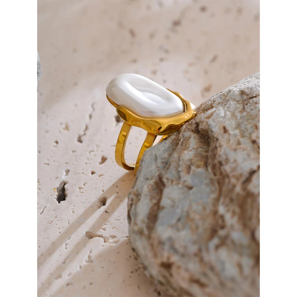 Bague Ouverte & Puces Perle Baroque