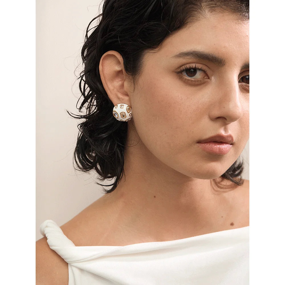White Enamel Zirconia Studs