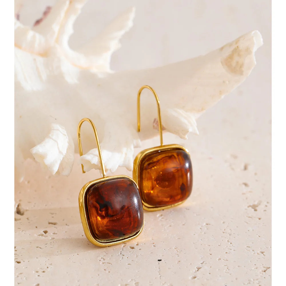 Amber Square Drop Earrings