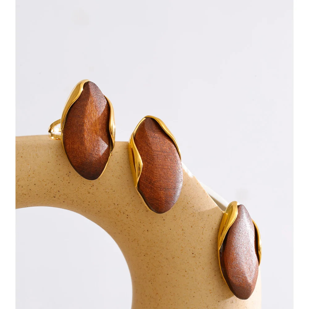 Wood Set – Earrings & Ring