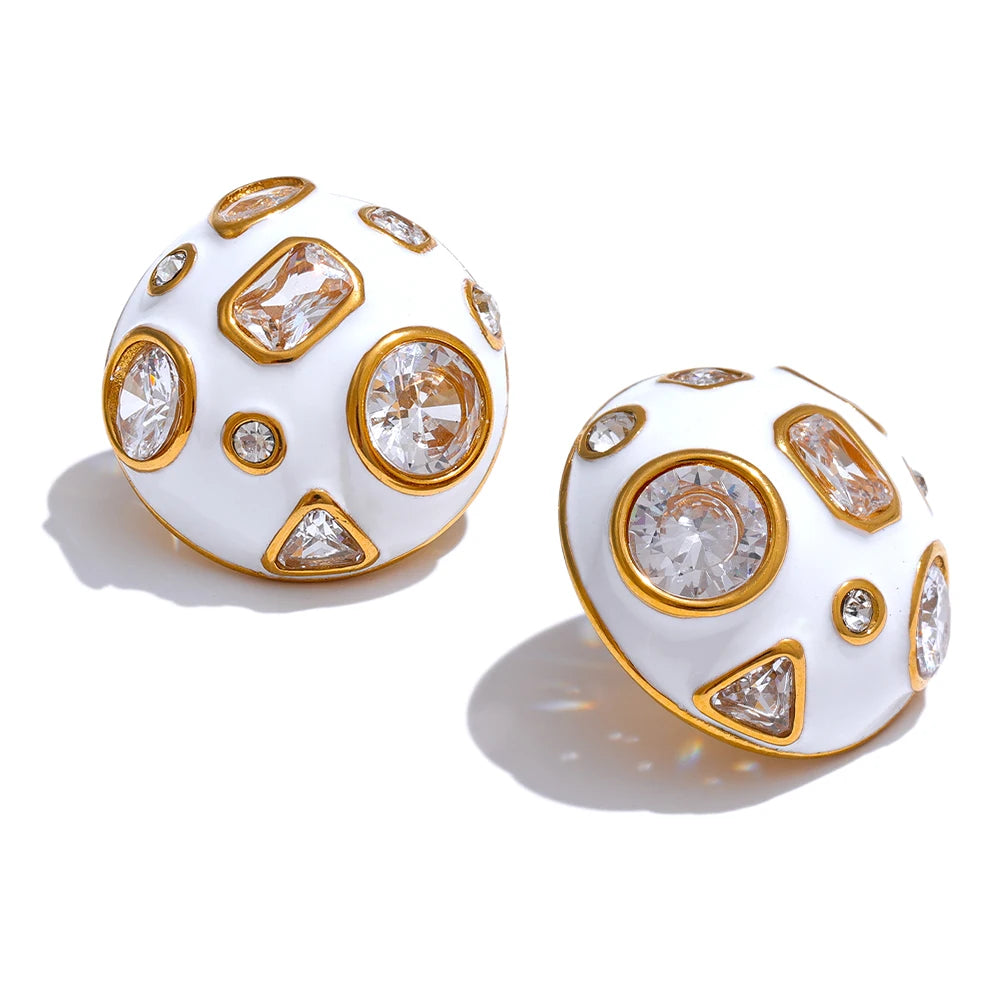 White Enamel Zirconia Studs