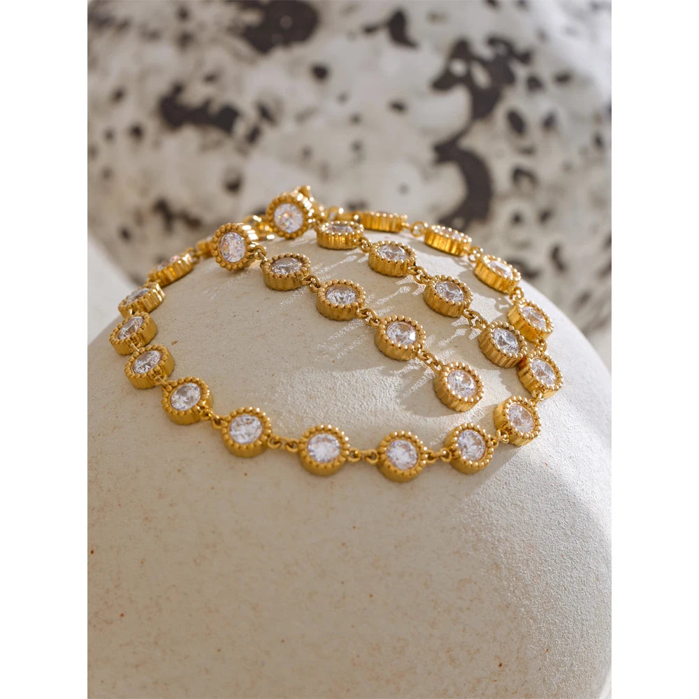 Bracelet Chaîne Zircone & Puces