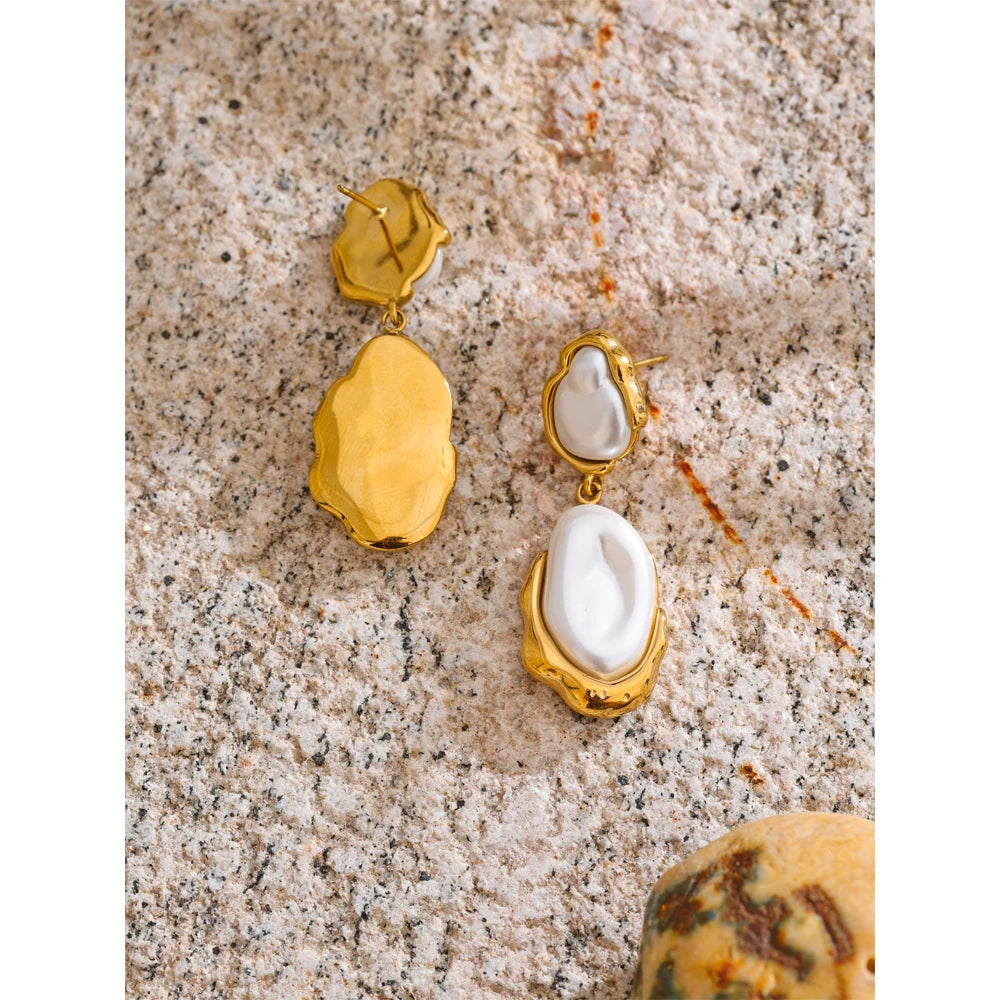 Boucles d'Oreilles Pendantes Perle Baroque