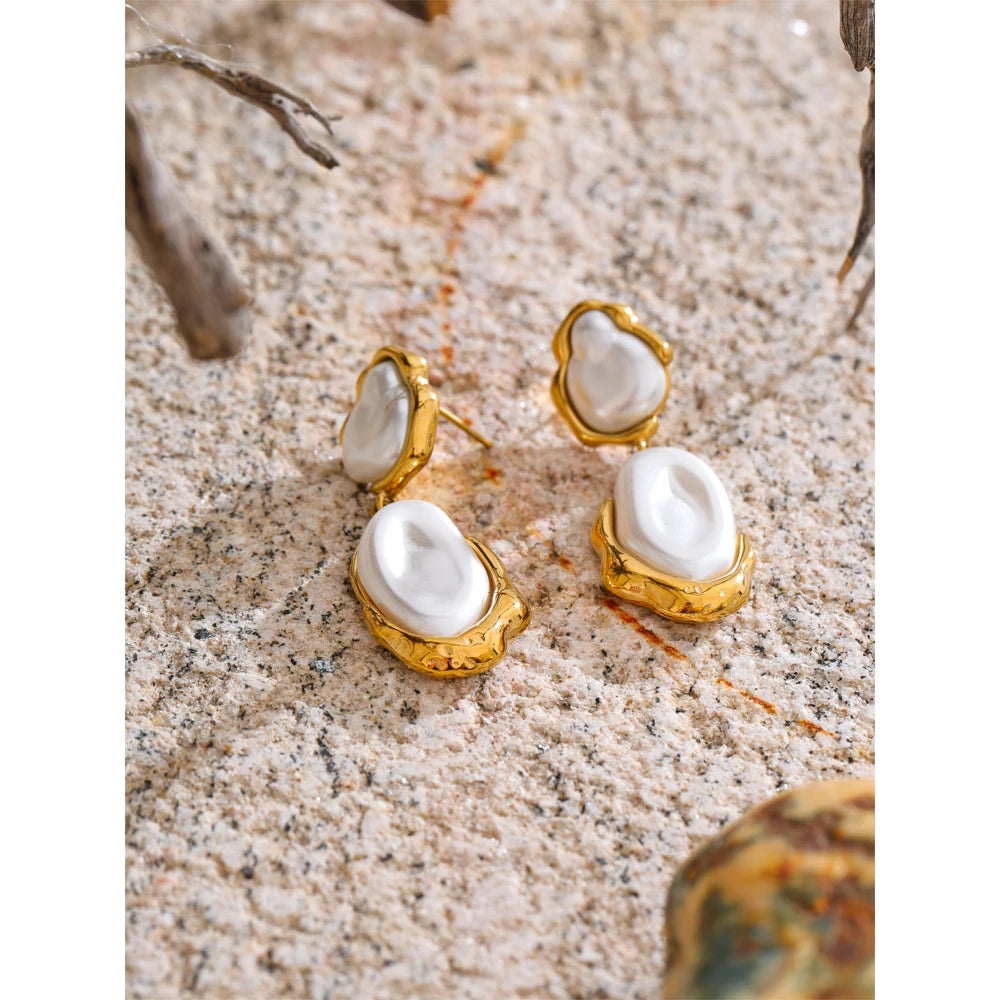 Boucles d'Oreilles Pendantes Perle Baroque
