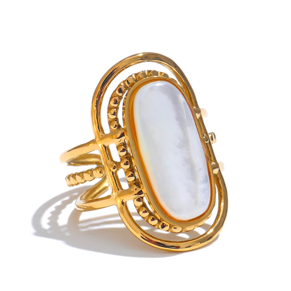 Bague Vague Nacre – Ouverte Ajustable