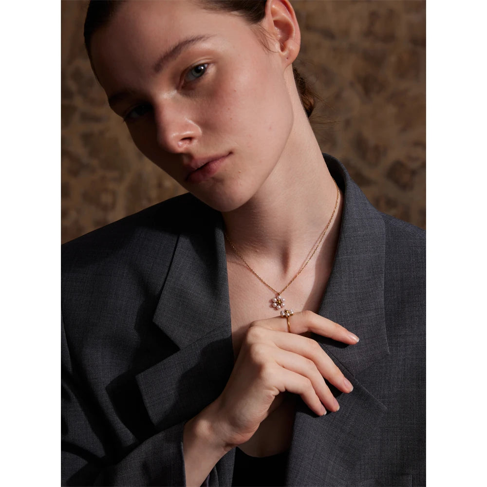 Perlen-Cluster Ring & Anhängerkette