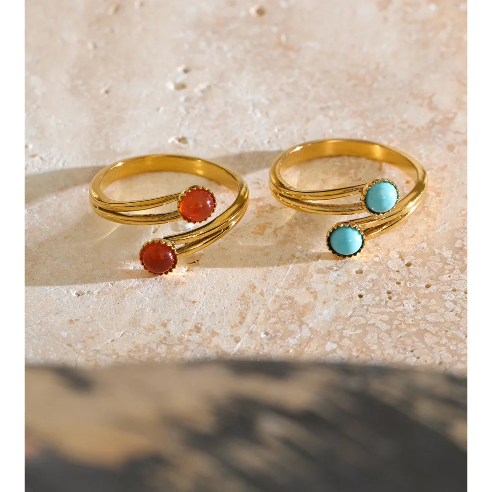 Bague Ajustable Agate Rouge