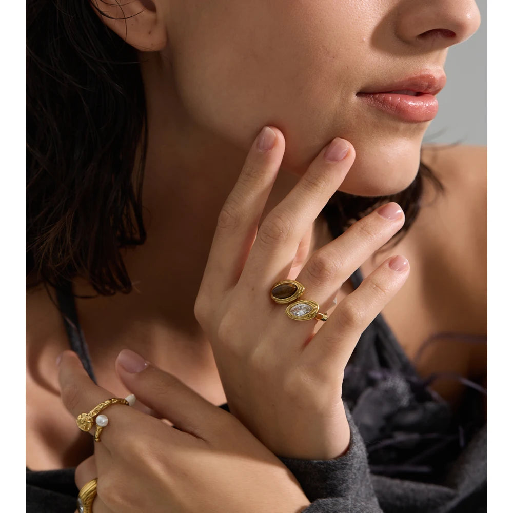Tiger & Pearl Signet Ring