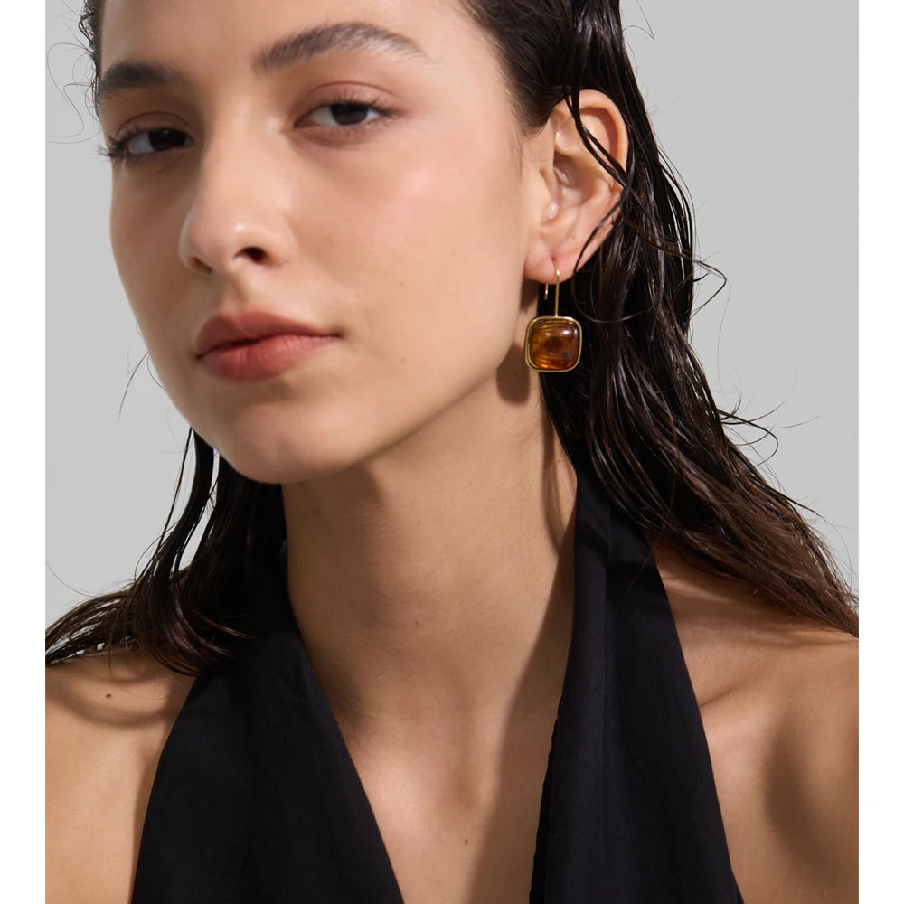 Amber Square Drop Earrings