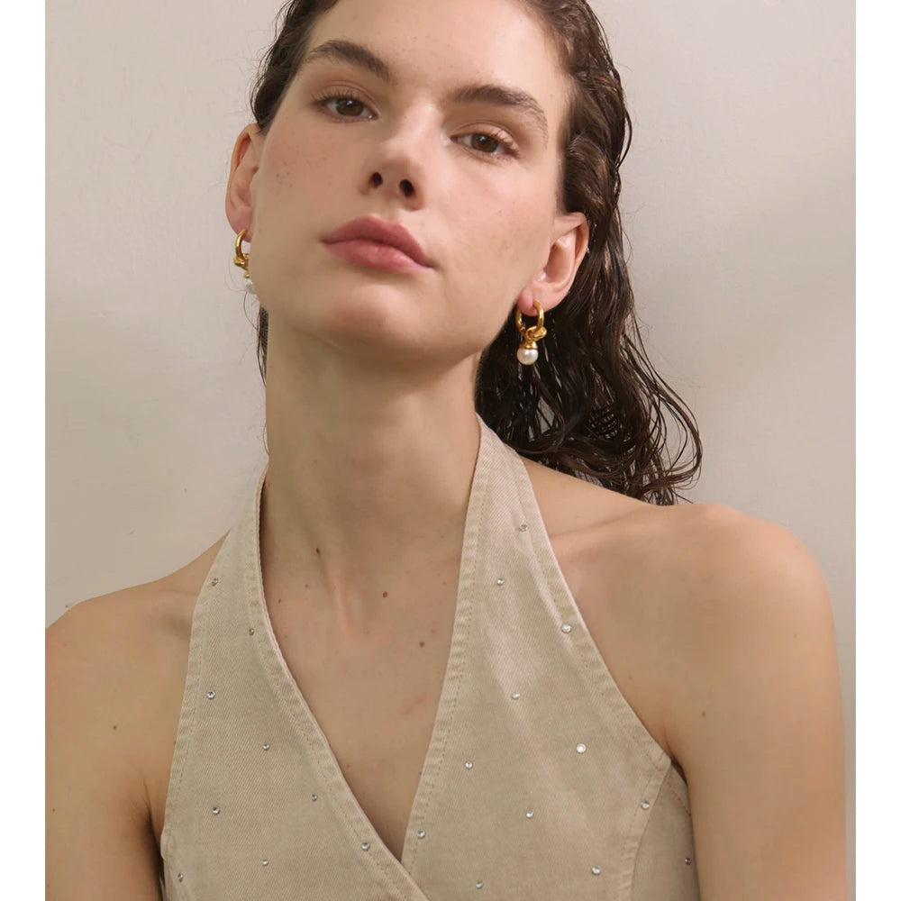 Pearl Geometric Hoops