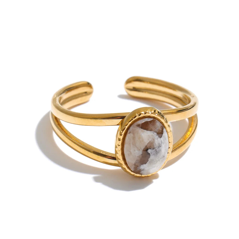 Verstellbarer Achat-Amazonit-Ring