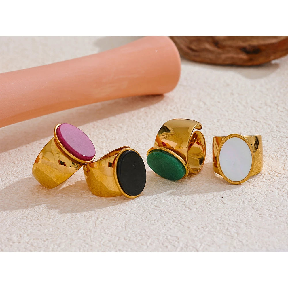 Wide Band Stone Ring