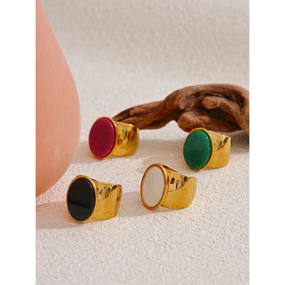 Wide Band Stone Ring