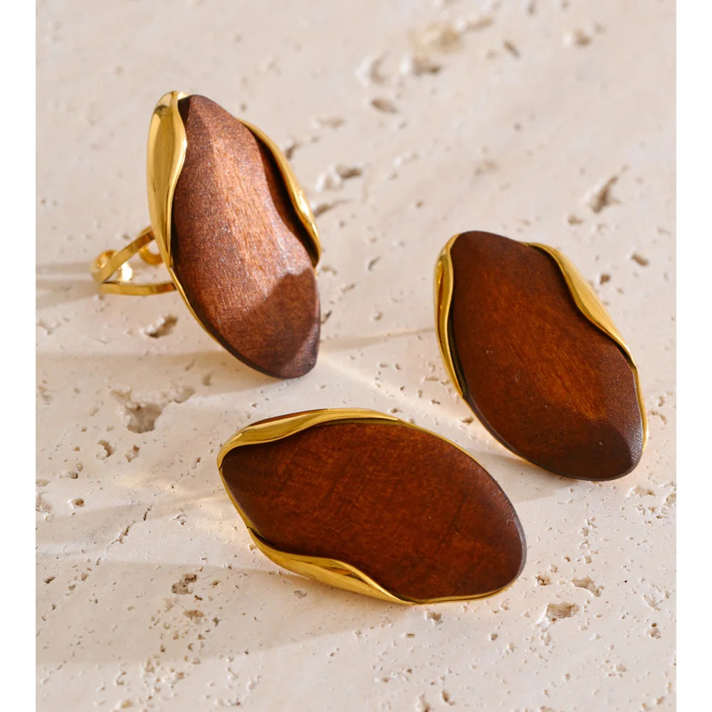 Wood Set – Earrings & Ring