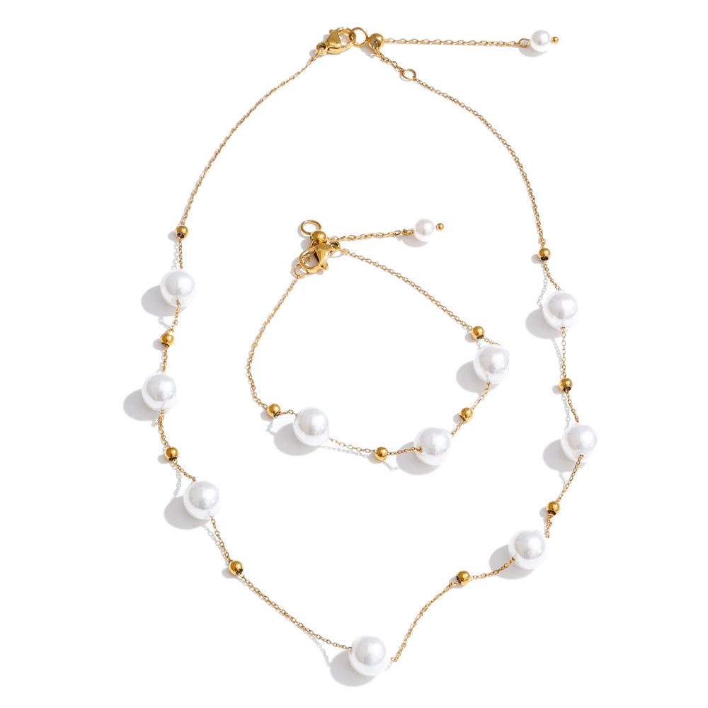Schwebende Perlen-Kette & Armband